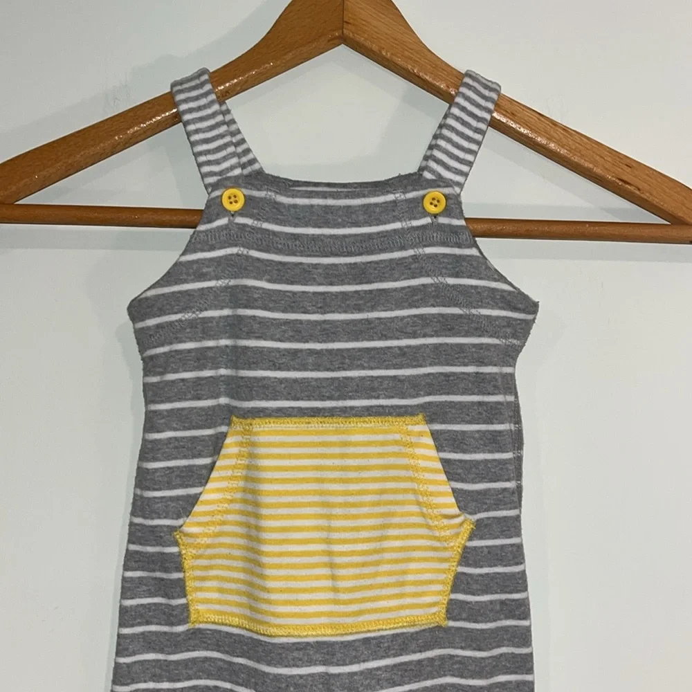 Hanna Andersson Gray & Yellow Stripe Overalls